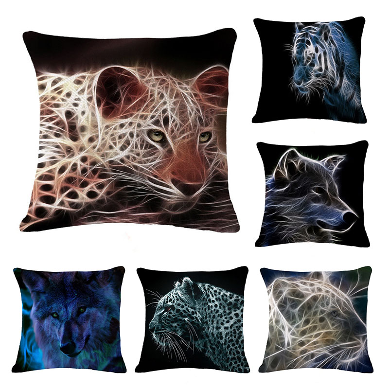 Honana-45x45cm-Home-Decoration-Black-3D-Fluorescence-Animals-6-Optional-Patterns-Cotton-Linen-Pillow-1290903