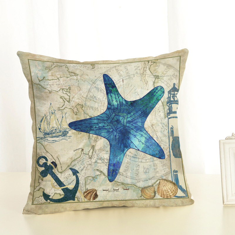 4545cm-Sea-Creature-Pillow-Case-Octopus-Seahorse-Conch-Print-Cushion-Cover-Linen-Throw-Pillow-1350761