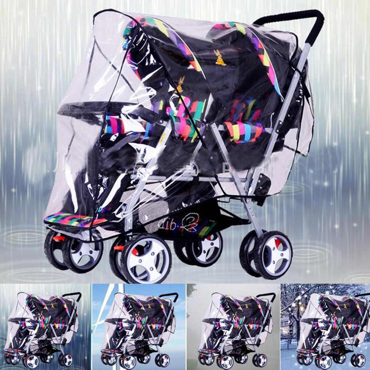 Clear-Stroller-Rain-Cover-Weather-Pram-Baby-Infant-Double-Pushchair-Wind-Shield-Raincoat-1294265