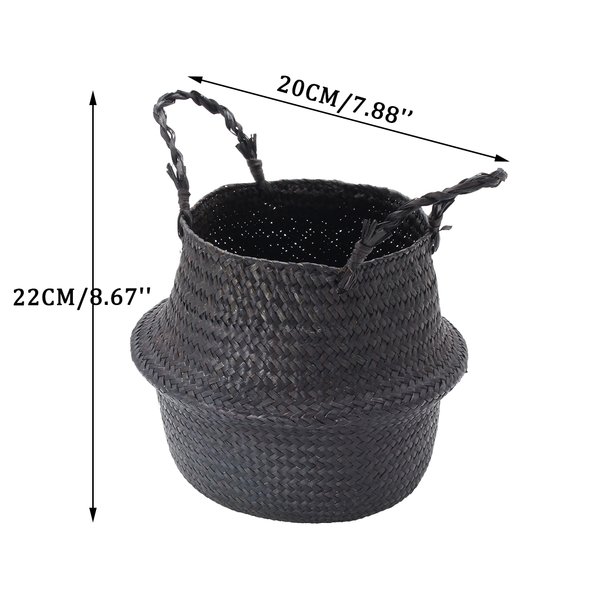 Black-Seagrass-Belly-Basket-Storage-Holder-Plant-Pot-Bag-Home-Decoration-Storage-Baskets-1263488