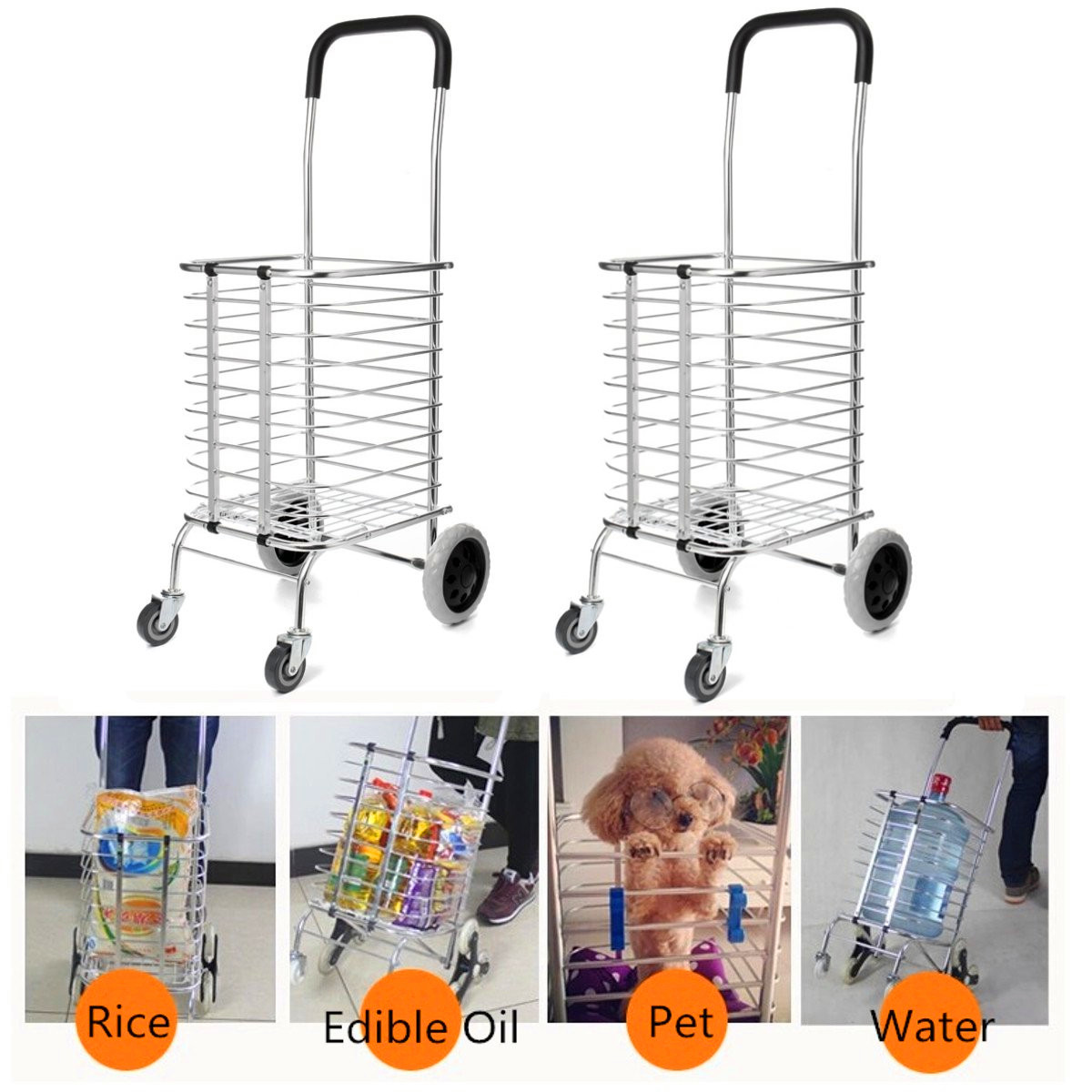 Folding-Portable-Shopping-Basket-Cart-Trolley-Trailer-Two-Wheels-Aluminum-Alloy-1395553