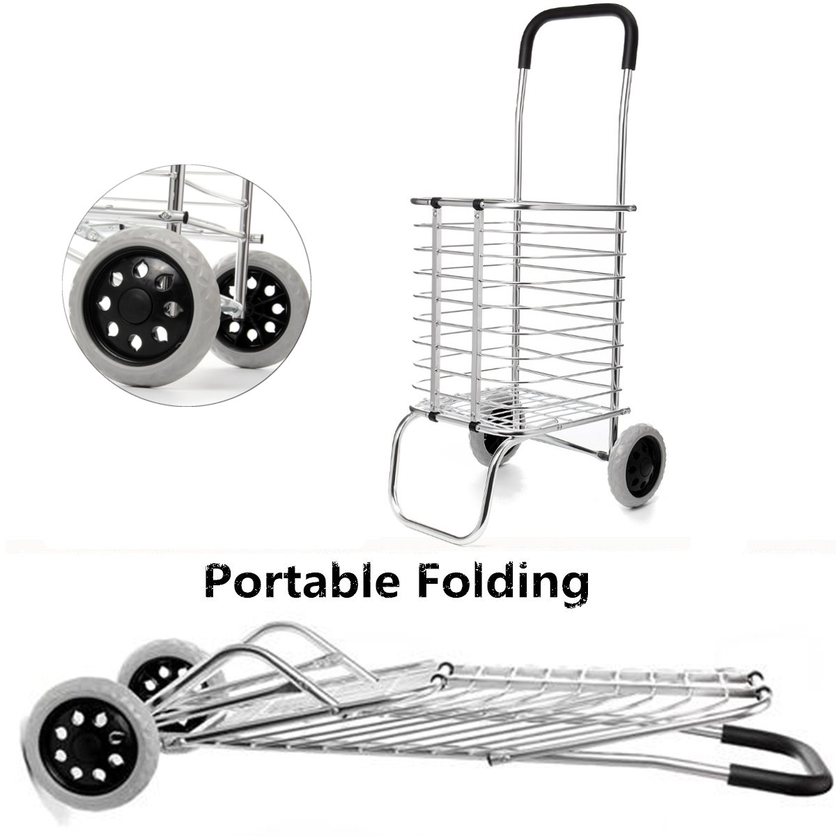 Folding-Portable-Shopping-Basket-Cart-Trolley-Trailer-Two-Wheels-Aluminum-Alloy-1395553