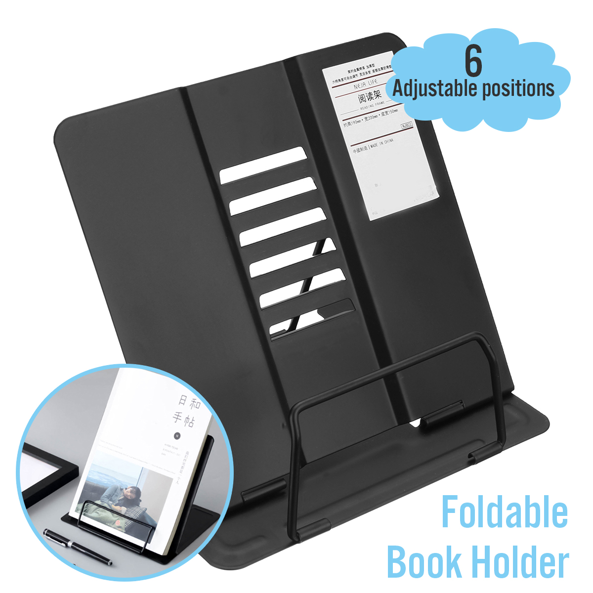 Book-Stand-Cookbook-Holder-For-Desk-Reading-Rest-Textbook-Display-Tabletop-Plastic-Board-1406587