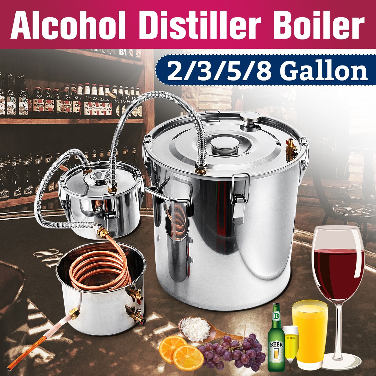 2358-Gallons--Moonshine-Still-Spirits-Kit-Water-Alcohol-Distiller-Copper-Tube-Boiler-Home-Brewing-Ki-1484258