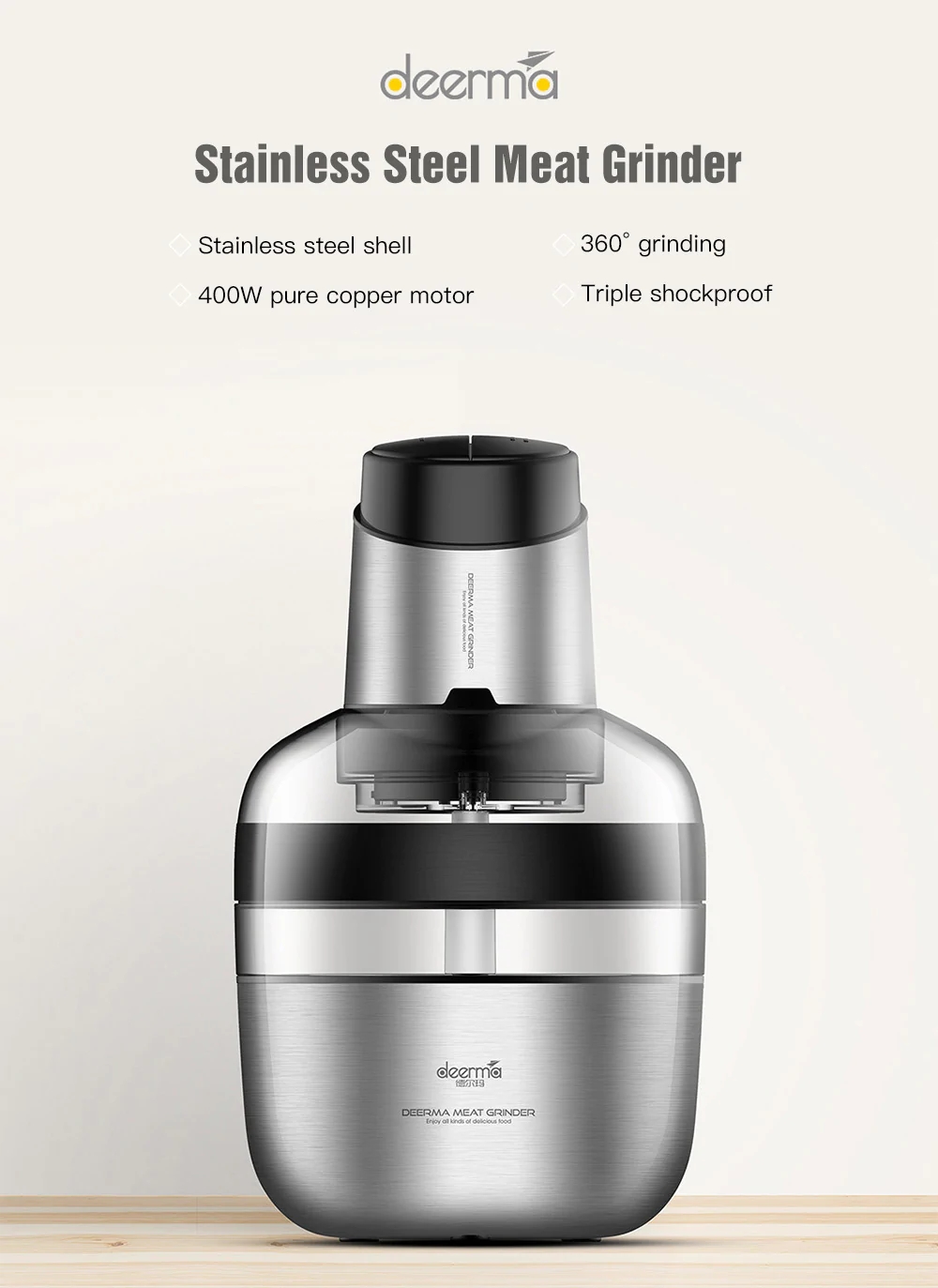 Deerma-DEM---JR01-18L-Stainless-Steel-Meat-Grinder-Food-Blender-Electric-Grinder-XIAOMI-Cooperation--1416235