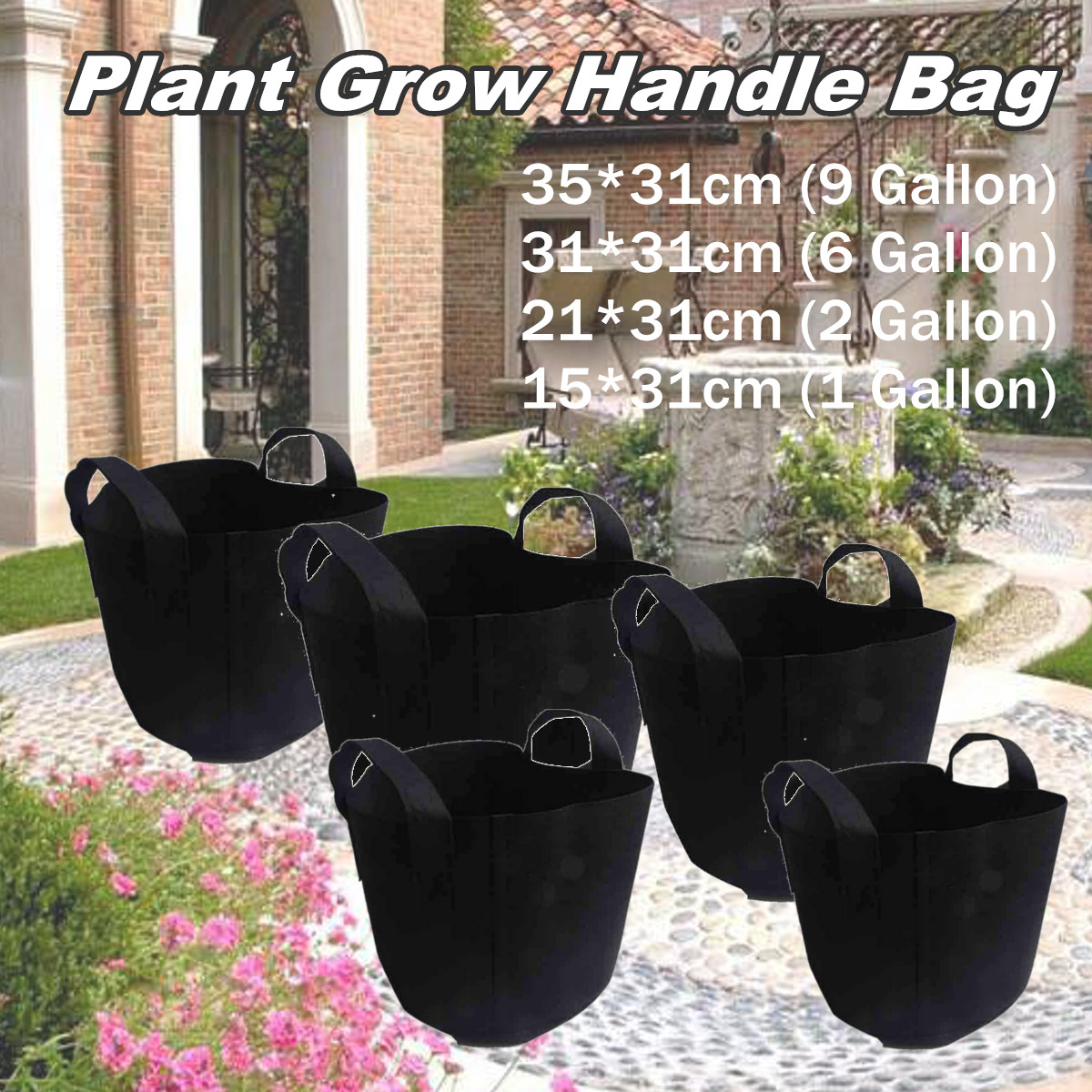 1269-Gallon-Black-Felt-Pots-Garden-Plant-Grow-Bag-Pouch-Aeration-Container-1440222