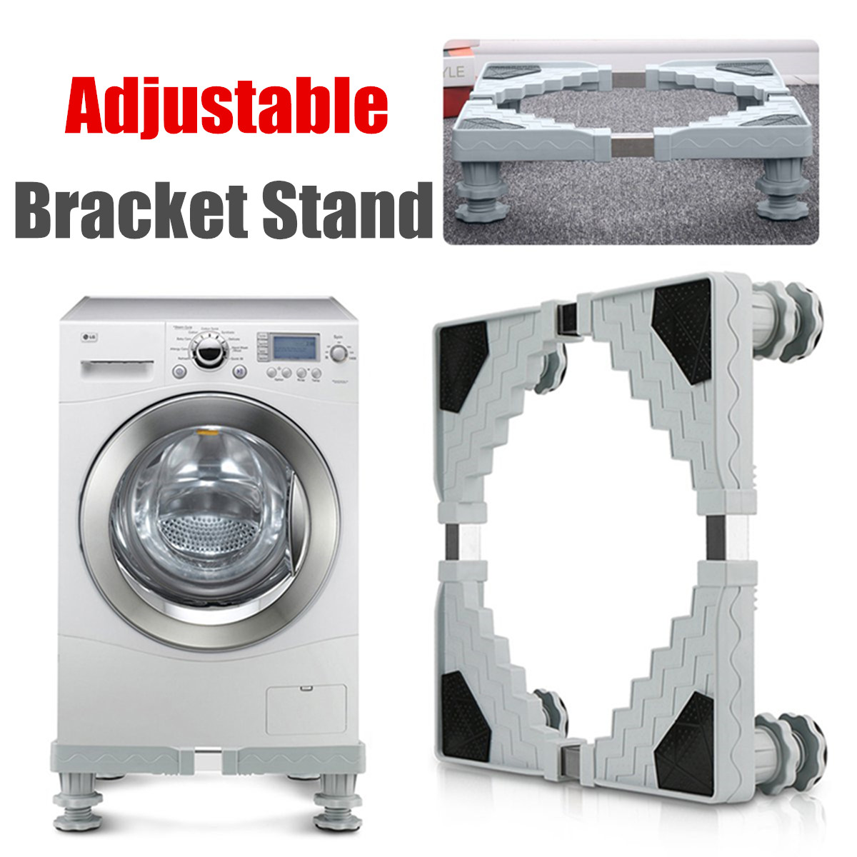 4-Foot-Adjustable-Refrigerator-Undercarriage-Bracket-Stand-Washing-Machine-Base-1347972