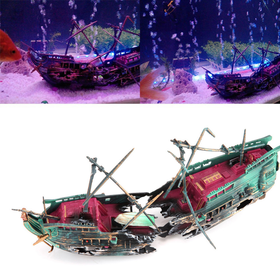 2412cm-Large-Aquarium-Decoration-Boat-Plactic-Aquarium-Ship-Air-Split-Shipwreck-Fish-Tank-Decor-Wrec-1371977