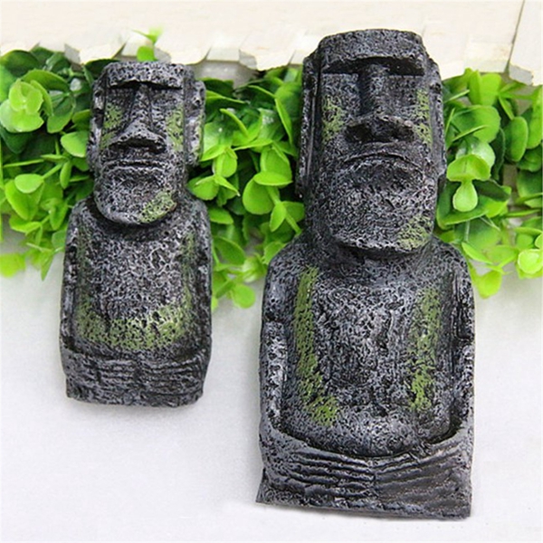 2PCS-Resin-Easter-Island-Statues-Set-Fish-Tank-Ornament-Aquarium-Decoration-1081532