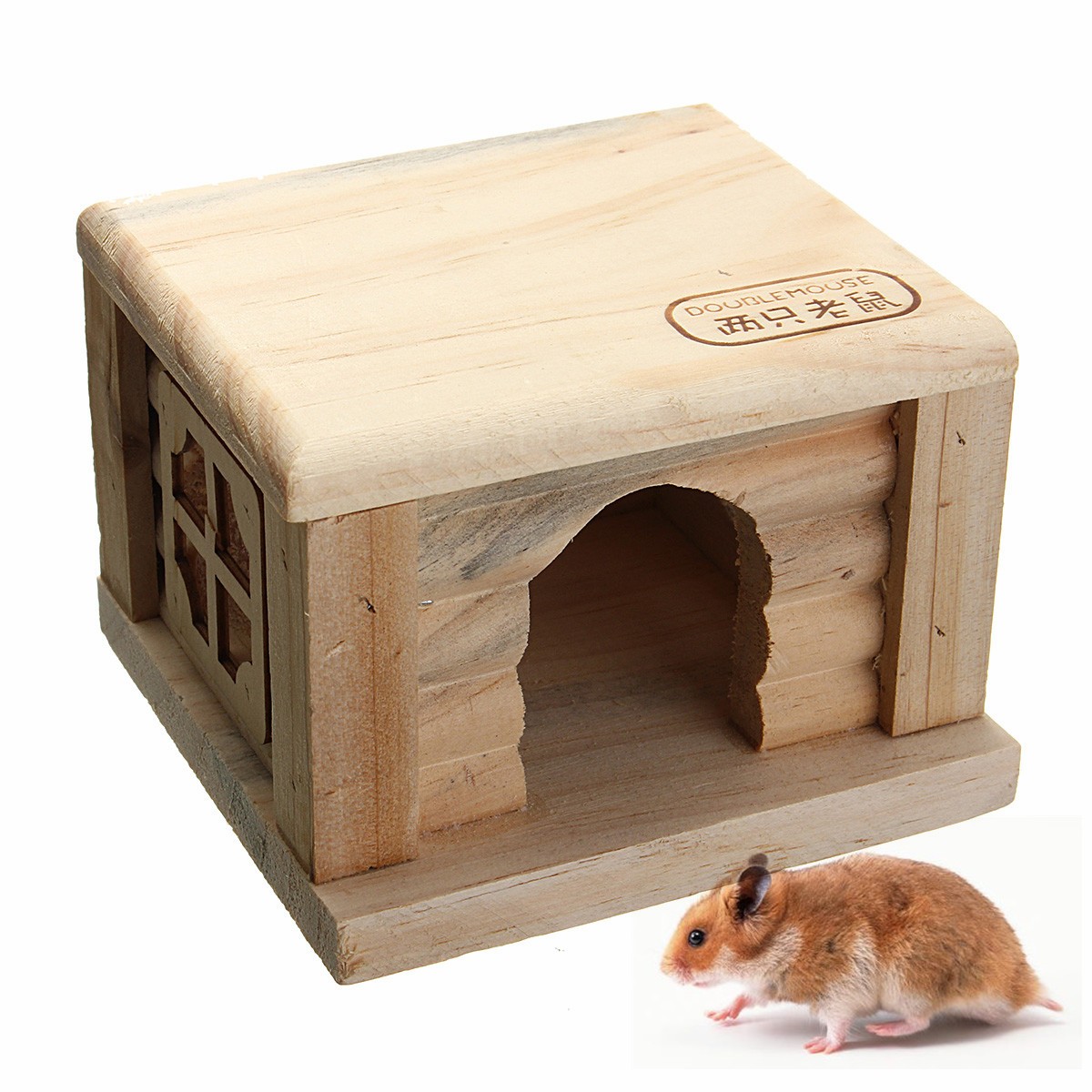 Toy-Wooden-Hamster-House-Bedroom-Dwarf-Cage-Rat-Mouse-Gerbil-Exercise-Natural-1128636