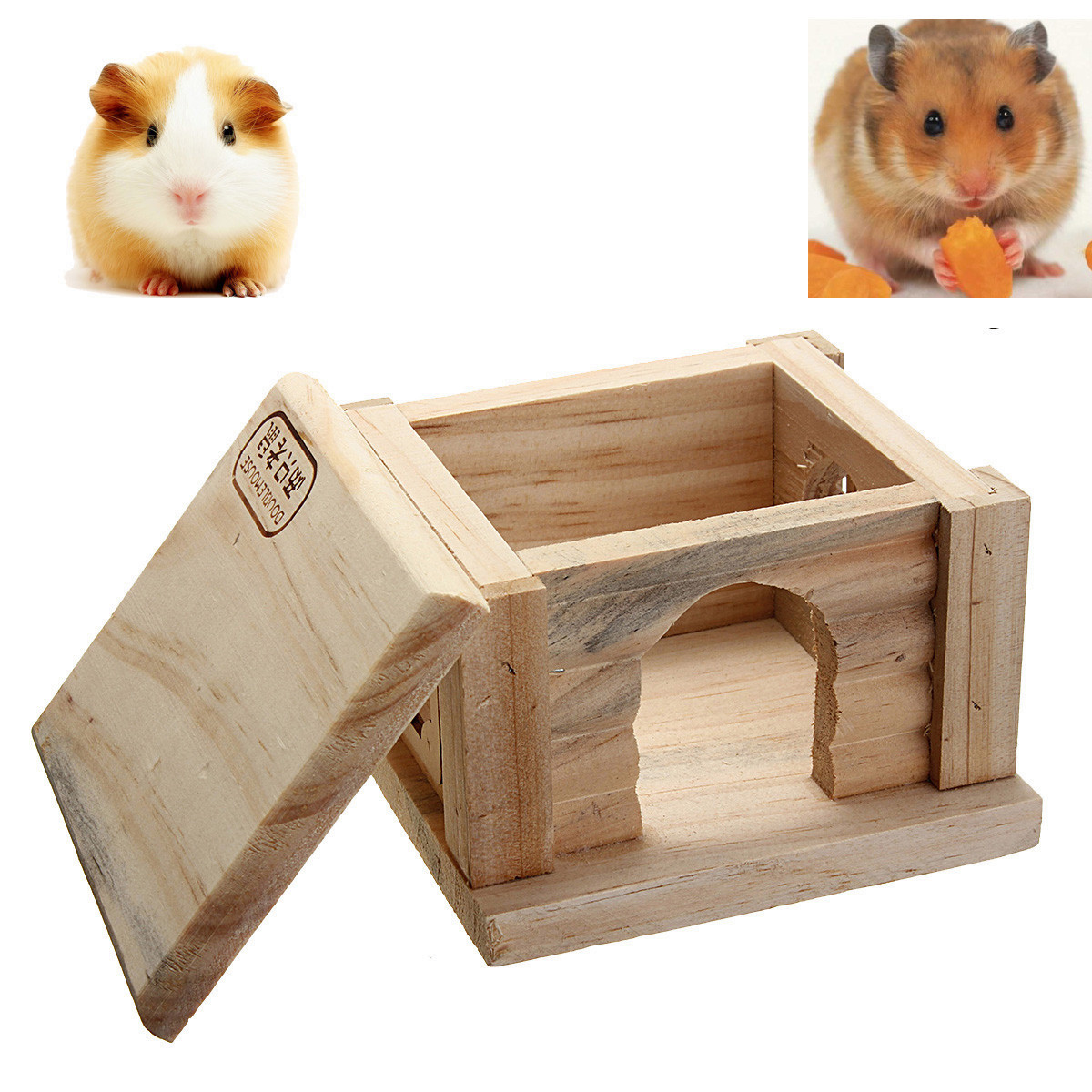 Toy-Wooden-Hamster-House-Bedroom-Dwarf-Cage-Rat-Mouse-Gerbil-Exercise-Natural-1128636