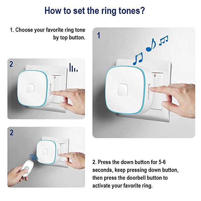 Bakeey--2-Doorbell-1-Receiver-US-Plug-IPX4-Wireless-Door-Bell-1519337