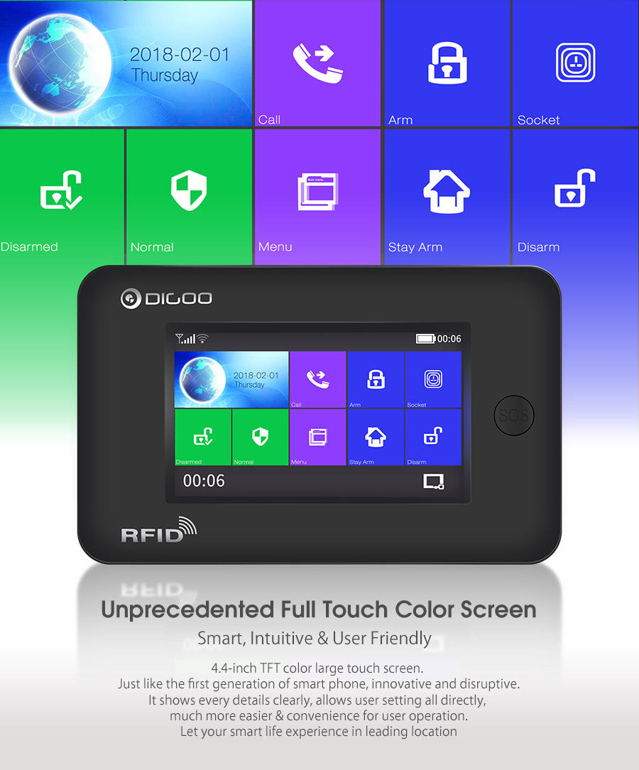DIGOO-DG-HAMA-All-Touch-Screen-Alexa-Version-433MHz-2GampGSMampWIFI-DIY-Smart-Home-Security-Alarm-Sy-1275518