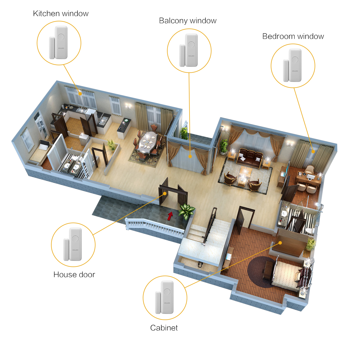 Digoo-433MHz-Window-Door-Sensor-PIR-Detector-Wireless-Remote-Controller-External-Alert-Siren-Accesso-1163239