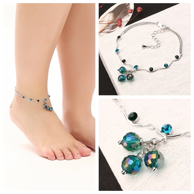JASSYreg-Fine-Anklet-Fashion-Platinum-Plated-Blue-Triple-Bead-Crystal-Pendant-Unique-Jewelry-for-Wom-1170057