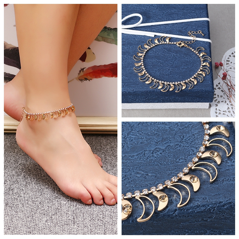 JASSYreg-Luxury-18K-Gold-Plated-Anklet-Golden-Rhinestone-Fashion-First-Quarter-Moon-Foot-Chain-1167461