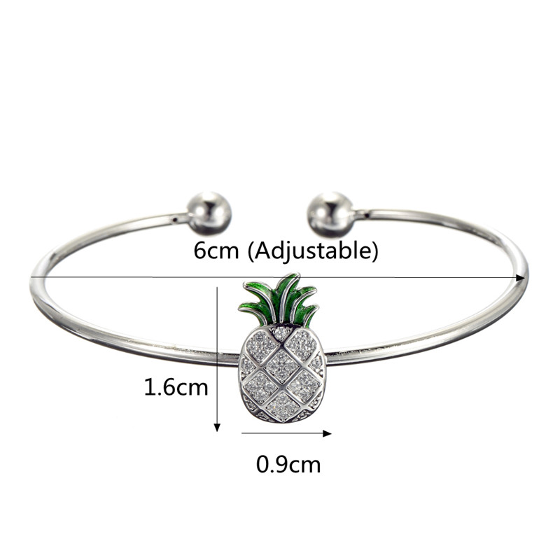 JASSYreg-925-Sterling-Silver-Womens-Bangle-Bracelet-Trendy-Pineapple-Charm-Adjustable-Bracelets-1303231