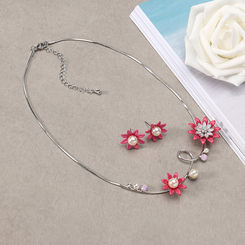 JASSYreg-Elegant-Pink-Women-Rhinestone-Flower-Pearl-Earrings-Necklace-Jewelry-Set-1221803