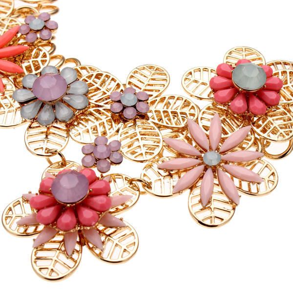 Bib-Gold-Plated-Chain-Resin-Flower-Statement-Chunky-Necklace-983093