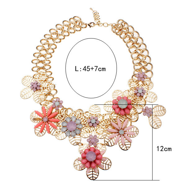 Bib-Gold-Plated-Chain-Resin-Flower-Statement-Chunky-Necklace-983093