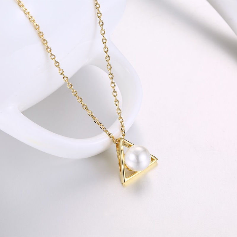 INALIS-Trendy-Pearl-Pendant-Triangle-Gold-Plated-Necklace-for-Women-1285925