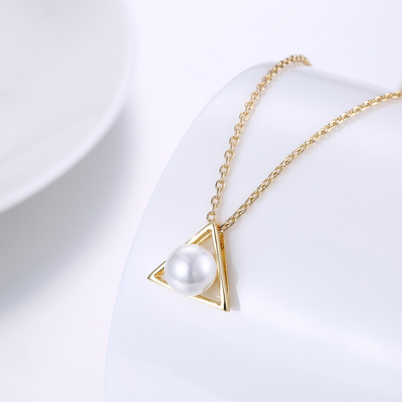 INALIS-Trendy-Pearl-Pendant-Triangle-Gold-Plated-Necklace-for-Women-1285925