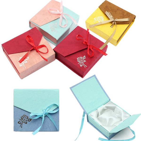 Mixed-Color-Ribbon-Bowknot-Square-Cardboard-Bracelet-Jewelry-Box-Case-953880