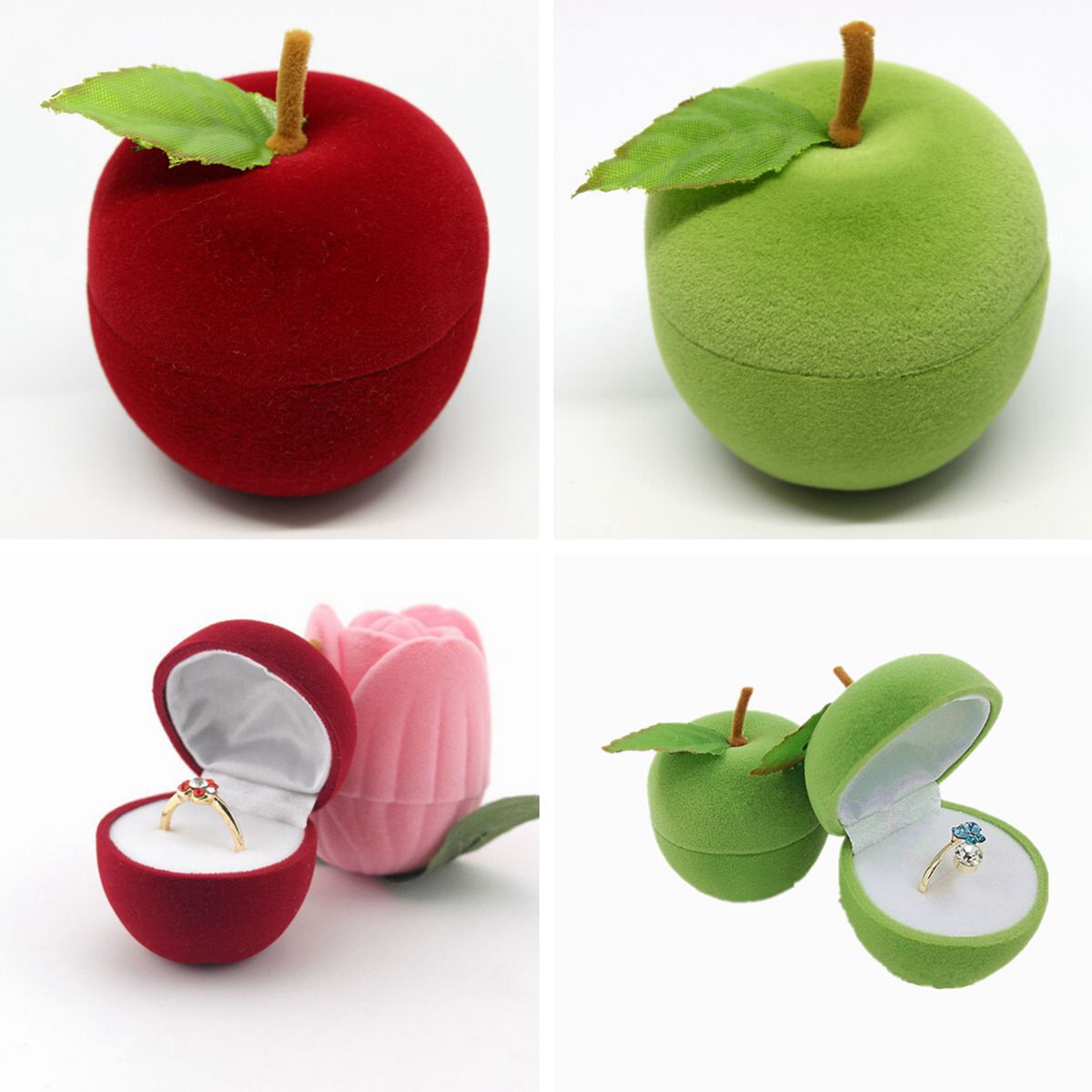 Velvet-Apple-Shape-Ring-Earrings-Jewelry-Display-Storage-Box-1023189