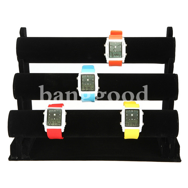 12-Inch-Black-3-Tier--Watch-Bracelet-Jewelry-Display-Holder-Stand-45886