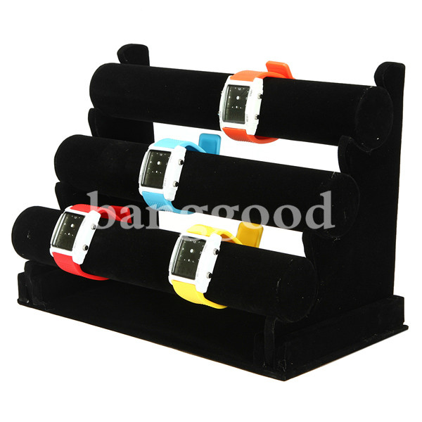 12-Inch-Black-3-Tier--Watch-Bracelet-Jewelry-Display-Holder-Stand-45886