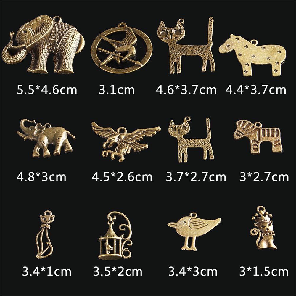 12Pcs-Chinese-Zodiac-Vintage-DIY-Antique-Bronze-Pendant-Decor-Multi-Styling-Metal-Animal-Ornaments-1354636