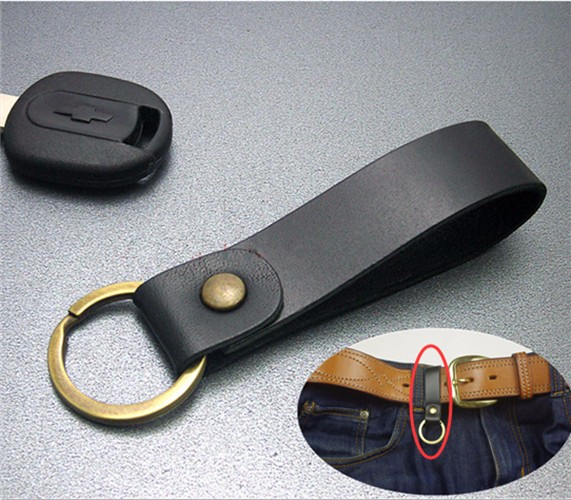 28cm-Black-Leather-Belt-Key-Chain-Ring-Loop-For-Man-1079214