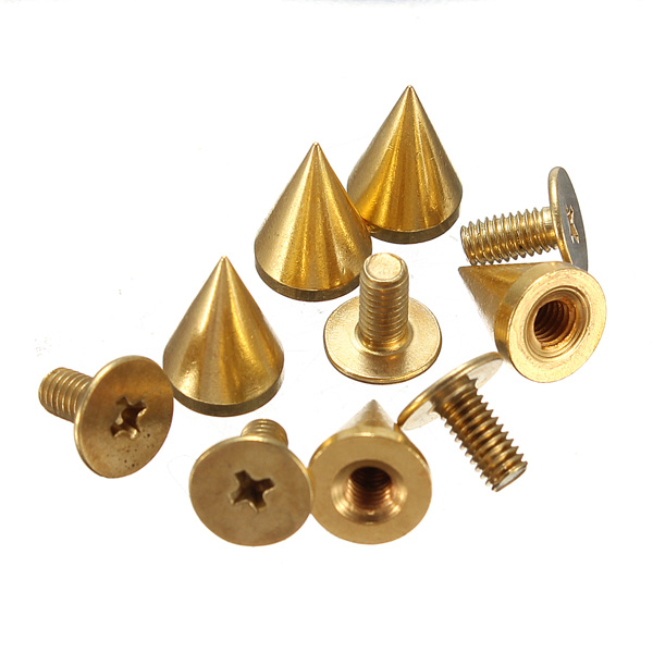 10pcs-10mm-Gold-Cone-Spikes-Screwback-Studs-Leather-Craft-DIY-Spots-82477