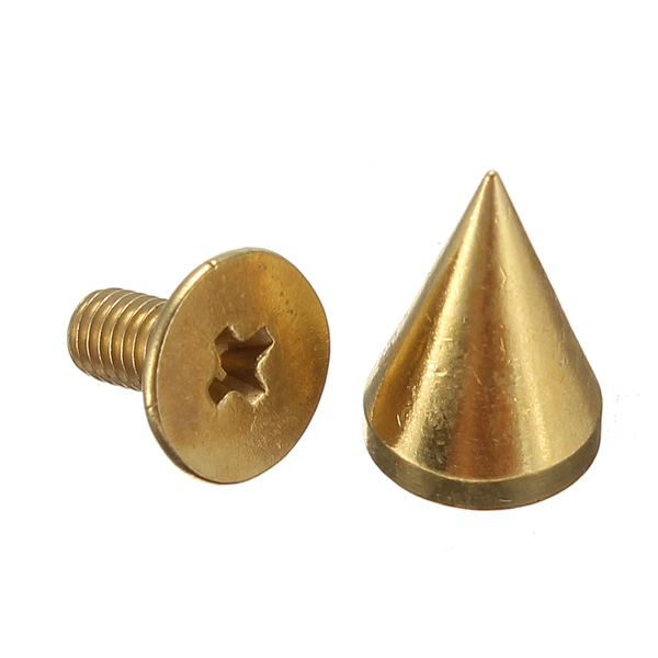 10pcs-10mm-Gold-Cone-Spikes-Screwback-Studs-Leather-Craft-DIY-Spots-82477