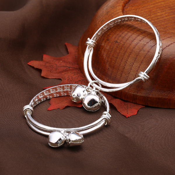 2Pcs-Baby-Longevity-Lock-Safety-Lock-Silver-Bell-Children-Bracelet-1083643