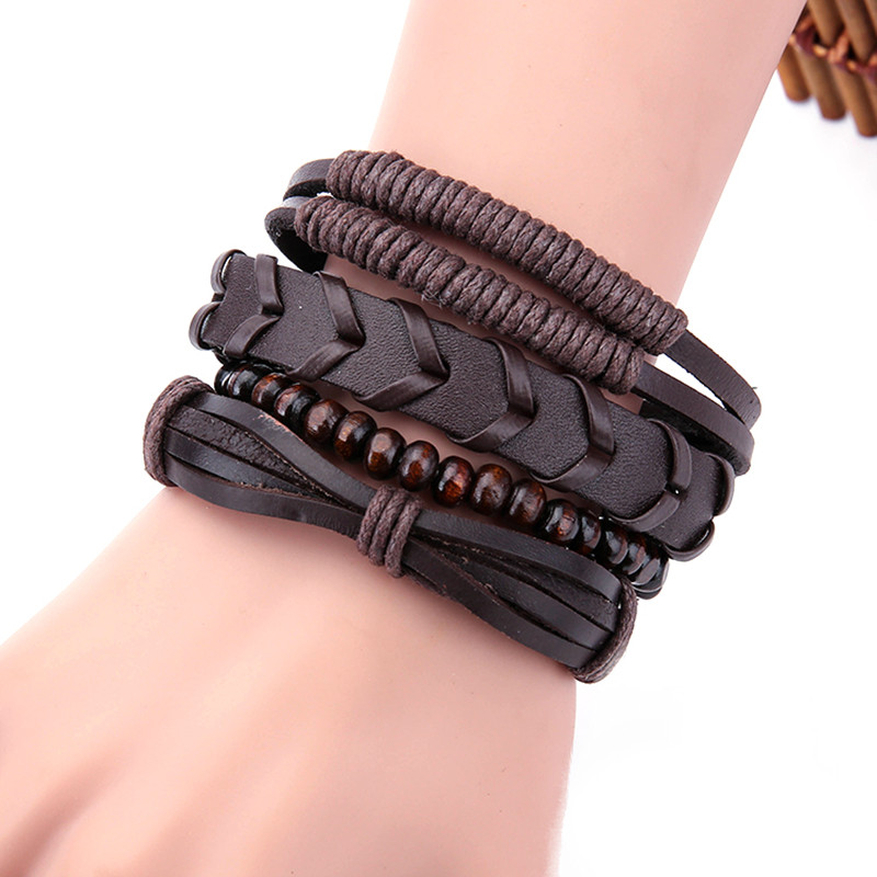 1-Set-Adjustable-Multilayer-Mens-Bracelets-Retro-Punk-Wood-Beads-Brown-Leather-Bracelet-for-Men-1286787