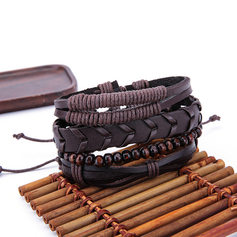 1-Set-Adjustable-Multilayer-Mens-Bracelets-Retro-Punk-Wood-Beads-Brown-Leather-Bracelet-for-Men-1286787