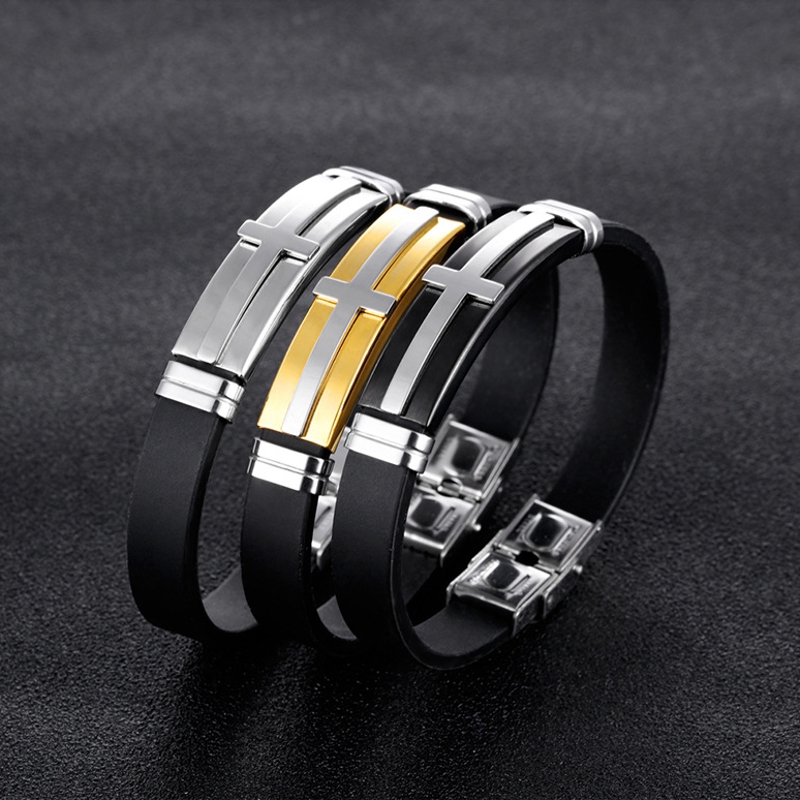 10mm-Fashion-Titanium-Steel-Cross-Bracelet-Mens-Silicone-Jewelry-Wristband-1262117
