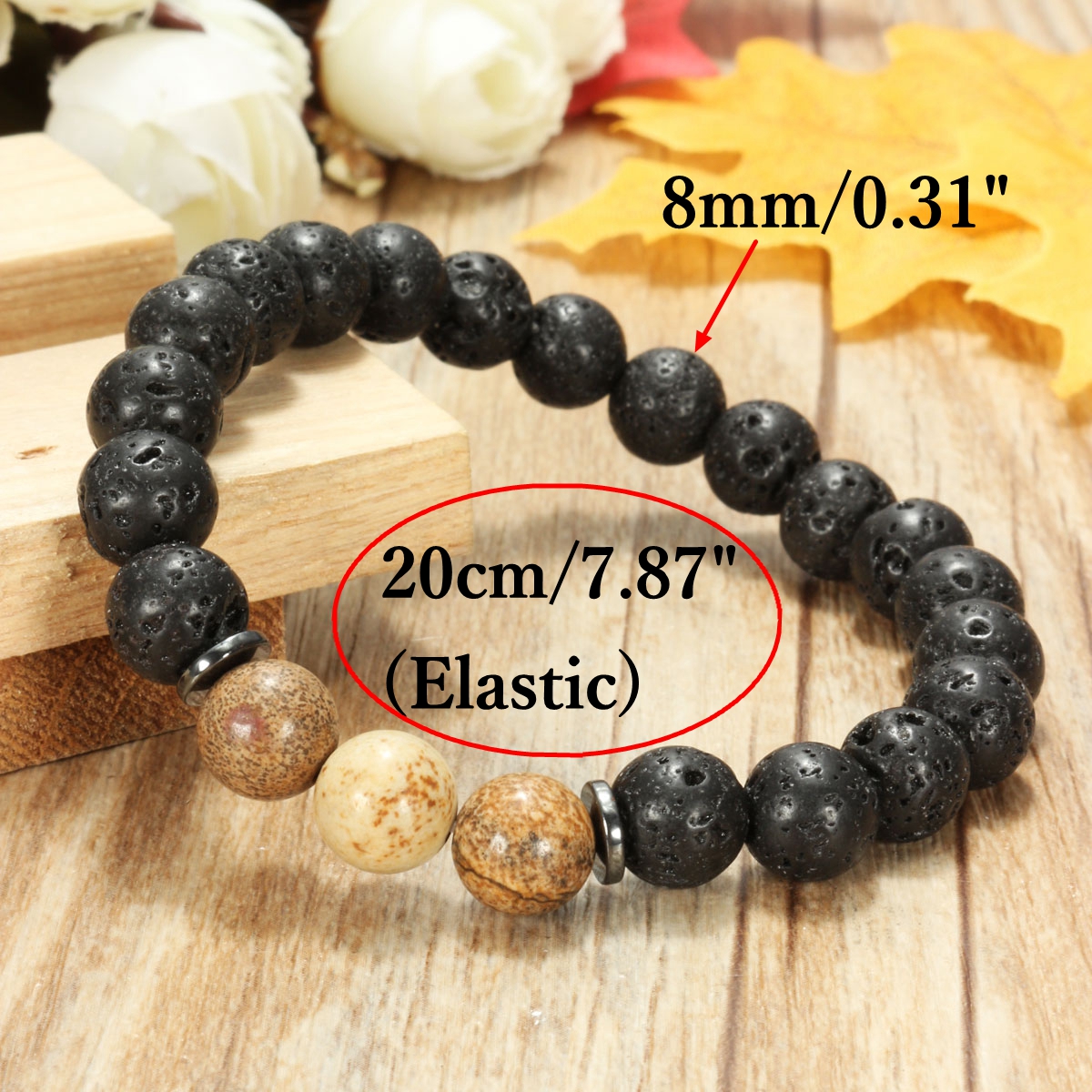 8mm-Lava-Beads-Black-Gallstone-Men-Bracelet-Chain-1061421