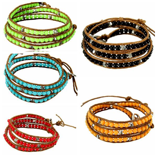Multilayer-Turquoise-Stone-Bead-Leather-Cord-Wrap-Braided-Bracelet-964384