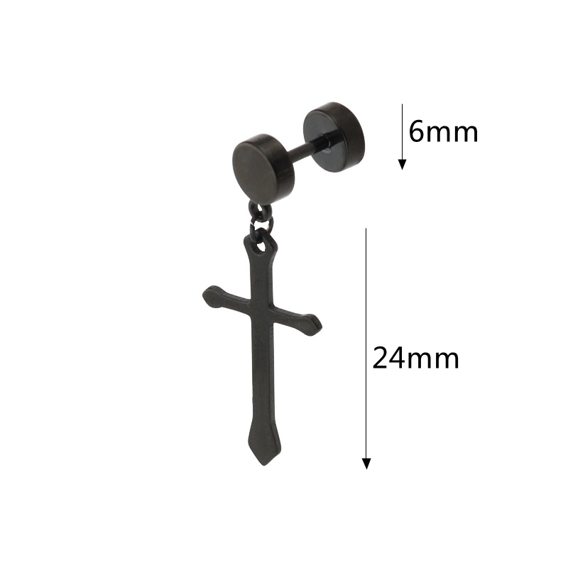 1-Piece-Titanium-Steel-Earring-Cross-Pendant-Black-Silver-Gold-316L-Stainless-Steel-Unisex-Ear-Stud-1183843