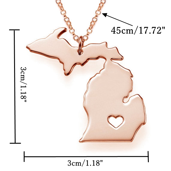 American-Michigan-State-Map-Stainless-Steel-Unisex-Silver-Plated-Necklace-1026047