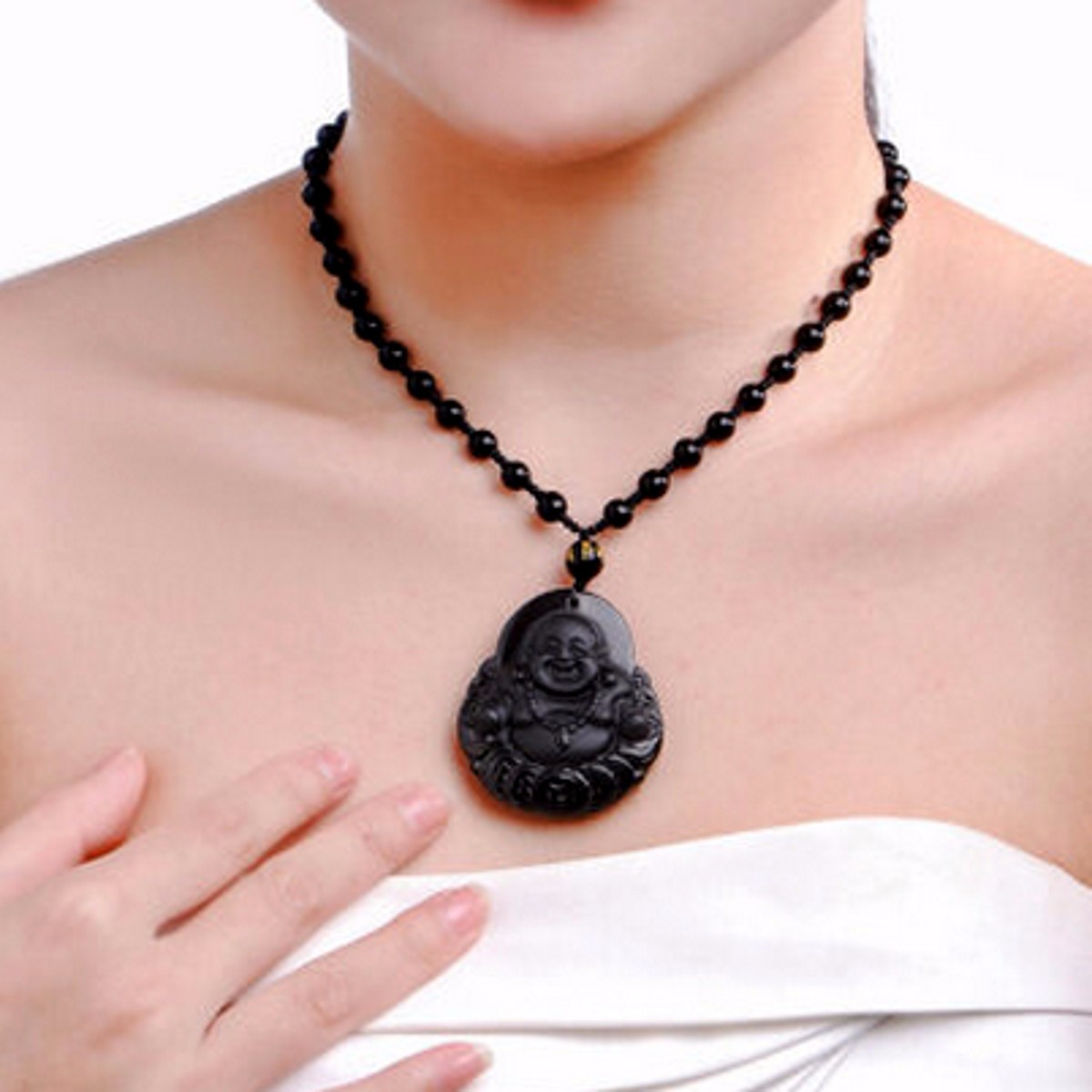 Black-Obsidian-Buddha-Pendant-Lucky-Luck-Beads-Prayer-Necklace-Chain-1112968