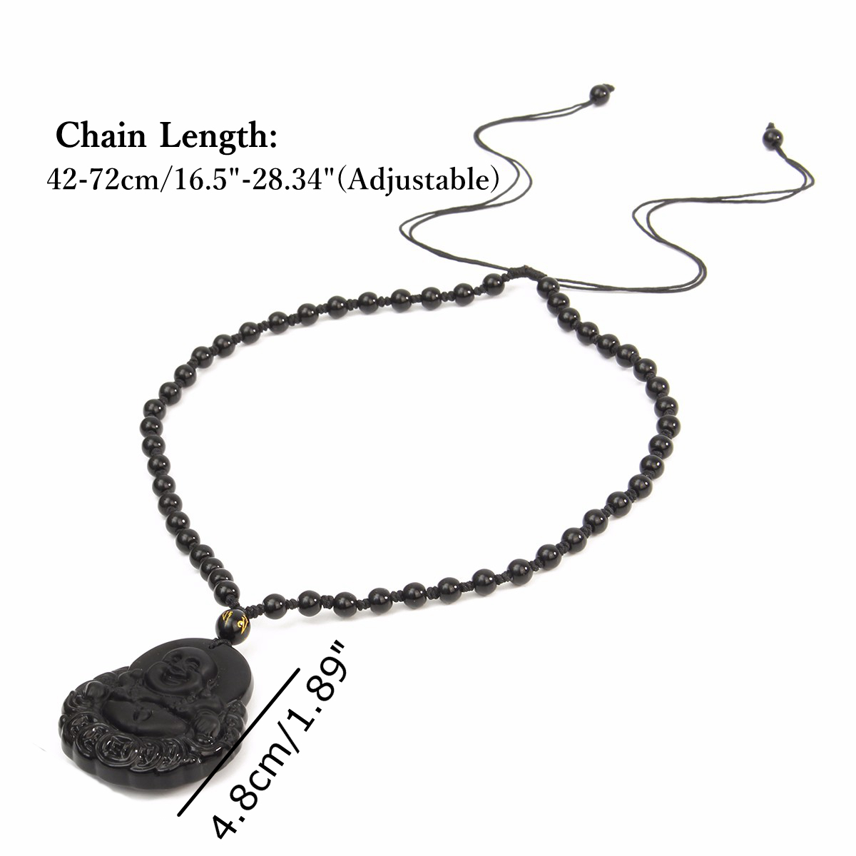 Black-Obsidian-Buddha-Pendant-Lucky-Luck-Beads-Prayer-Necklace-Chain-1112968