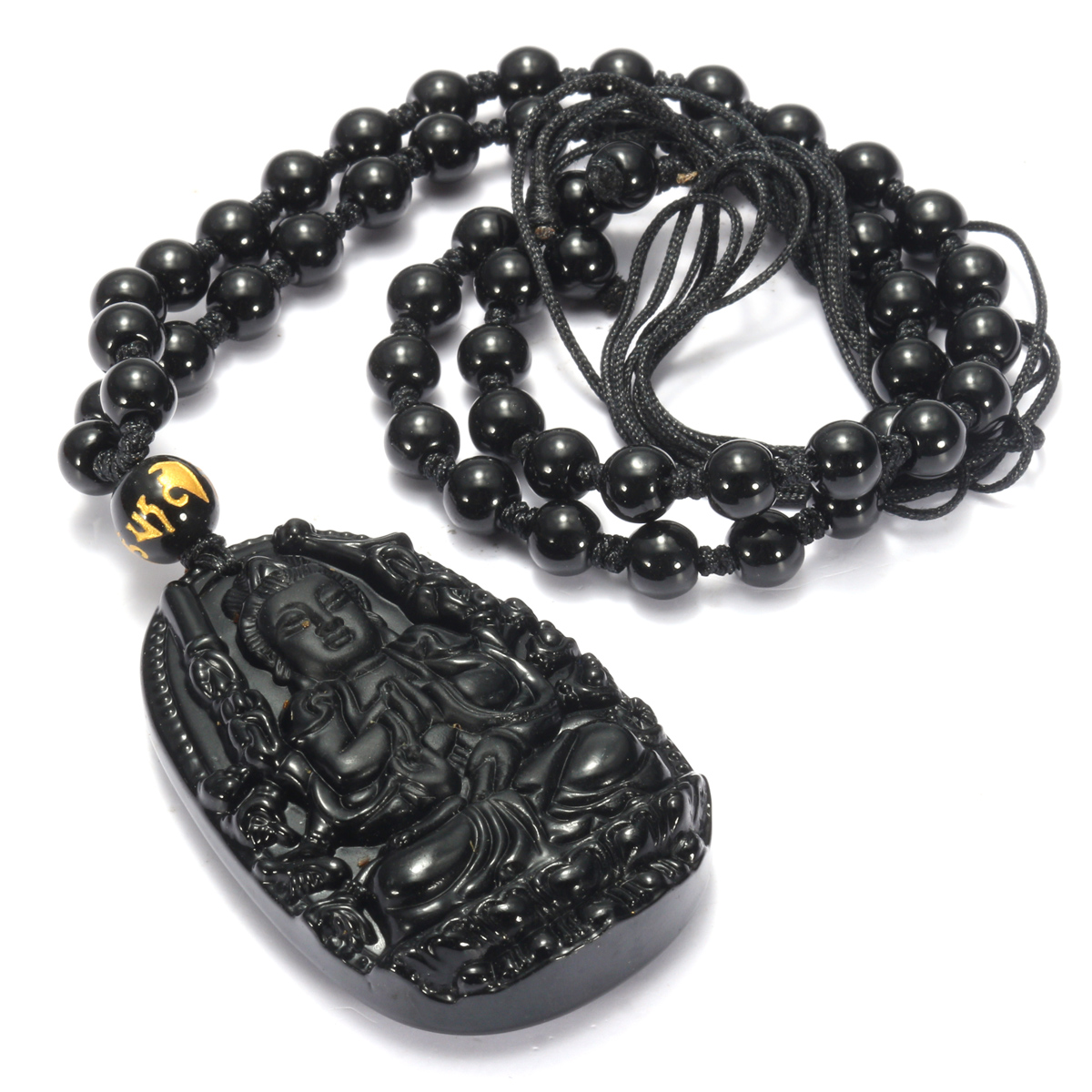 Black-Obsidian-Goddess-Mercy-Amulet-Pendant-Necklace-Prayer-1092650
