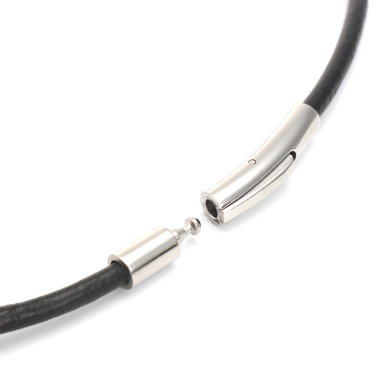 Unisex-Stainless-Steel-3mm-Chain-Black-Leather-Cord-Rope-Trendy-Pendant-Necklace-Choker-1239509