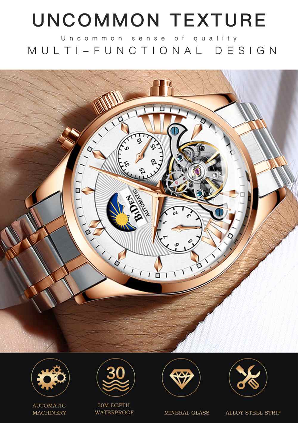 BIDEN-BD8509-Moon-Phase-Automatic-Mechanical-Watch-Multifunction-Waterproof-Men-Watch-1450089