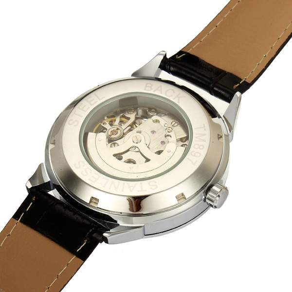 Forsining-897-Black-White-Leather-Band-Mechanical-Wrist-Watch-981389