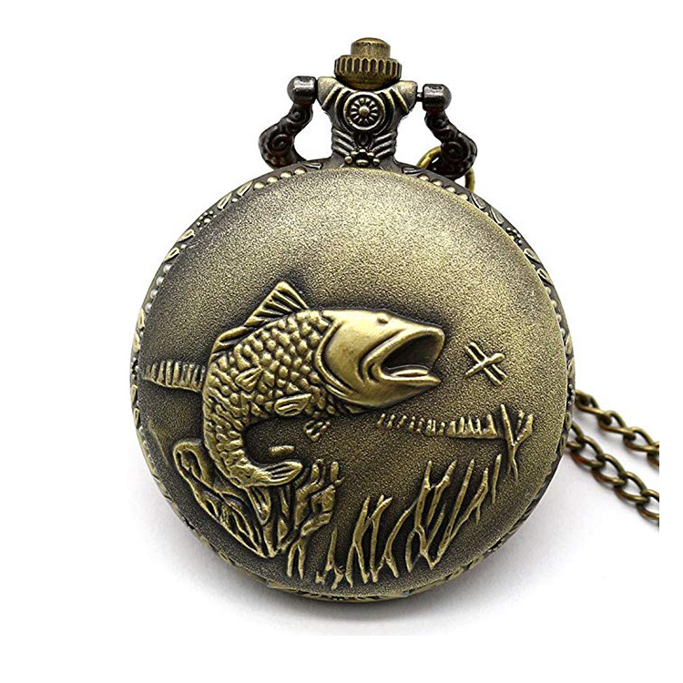 DEFFRUN-Big-Auspicious-Fish-Brown-Restro-Quartz-Pocket-Watch-1408004