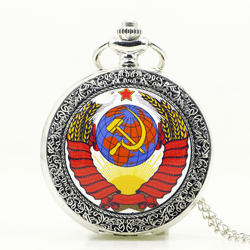 DEFFRUN-Fashion-Soviet-Sickle-Hammer-Silver-Quartz-Pocket-Watch-Pendant-Necklace-1137212